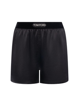 Logo silk satin mini shorts