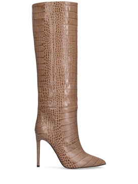 105mm Croc embossed leather tall boots