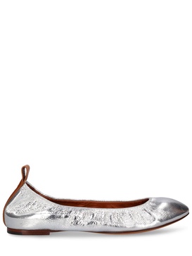 Laminated leather ballerina flats