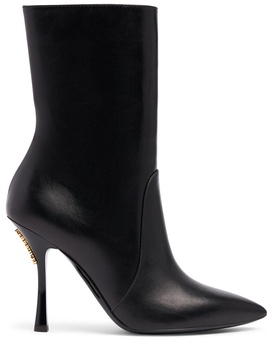 100mm Leather zip-up ankle boots