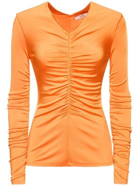 Ruched viscose jersey long sleeve top