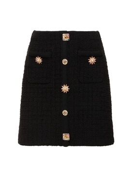 Embellished knit mini skirt