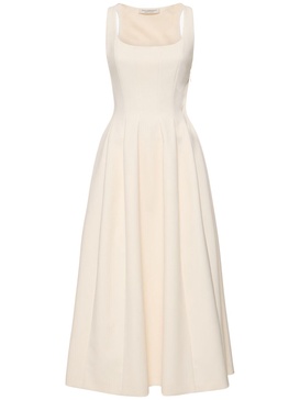 Tech crepe flared midi dress