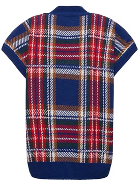 Gilette check wool short-sleeve sweater