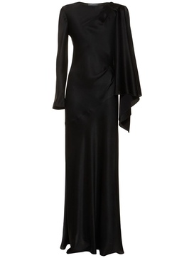 Long sleeve satin long dress