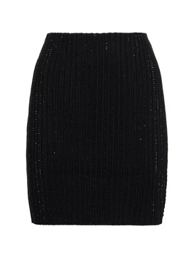 Embellished knit mini skirt