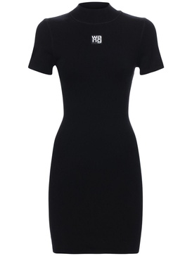 Logo stretch jersey mini dress