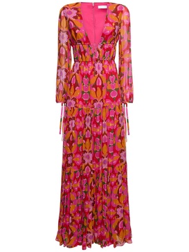 Freya printed chiffon long dress