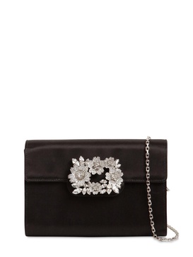 Bouquet embellished satin clutch