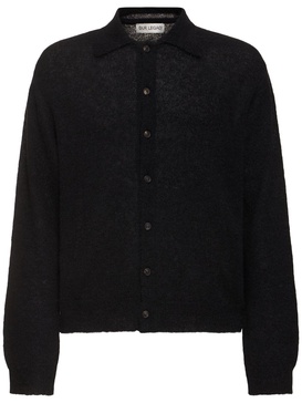 Evening long-sleeve knit polo cardigan