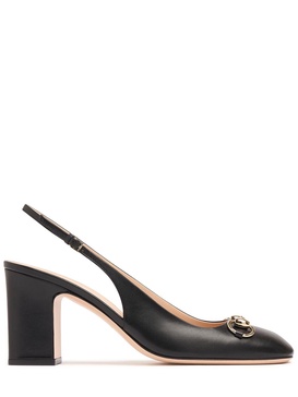 75mm Horsebit leather slingback pumps