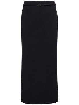 Delta wool blend long skirt w/ belt