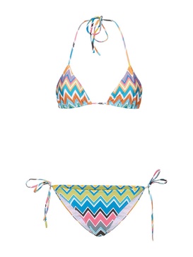 Lycra printed zigzag triangle bikini set