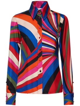 Printed silk long sleeve shirt