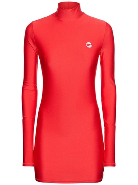 Turtleneck fitted jersey mini dress