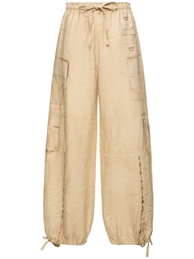 Wide linen & cotton cargo pants