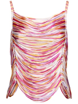 Space-dyed fringed sleeveless top