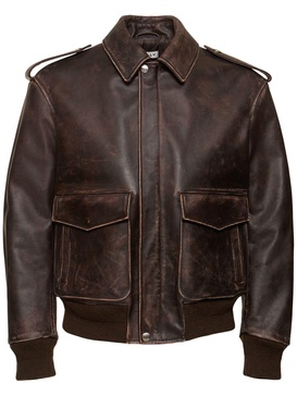 Leather bomber jacket