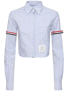 Oxford striped poplin cropped shirt