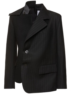 Chalk stripe & wool melton blazer