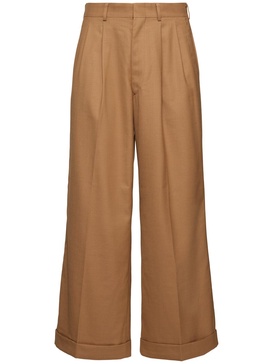 Pleated wool blend pants