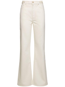 Embellished high rise straight jeans