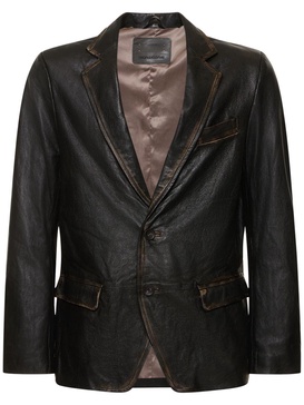 Bleached leather blazer