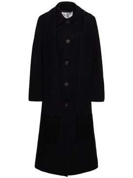 Wool long coat w/detachable scarf