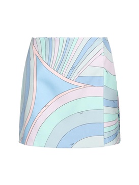 Printed silk twill mini wrap skirt