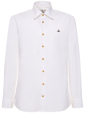 Logo embroidery cotton poplin shirt