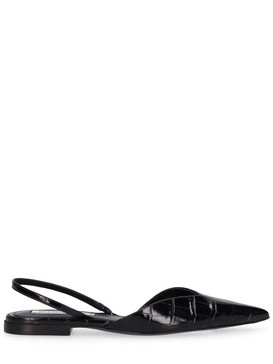 Croc embossed leather slingback flats