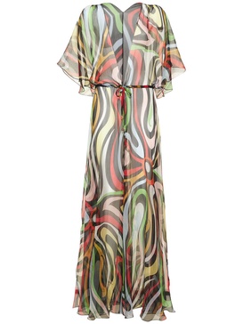 Silk chiffon Marmo print robe dress