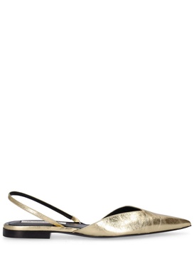 Metallic leather slingback flats