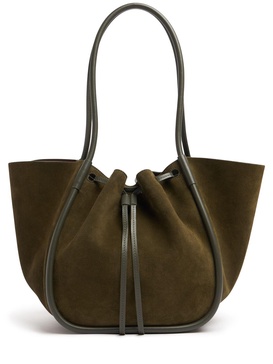 Large Ruched soft suede tote bag