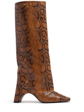 85mm Snake print leather bridge boots