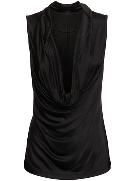 Draped viscose satin sleeveless top