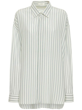 Sisca striped long silk shirt