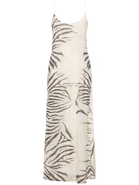 Zebra printed viscose devoré long dress