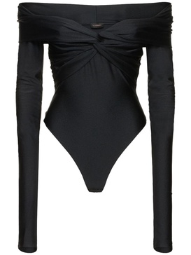 Kendall off the shoulder Lycra bodysuit