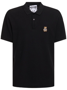 Teddy logo patch polo shirt