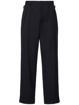 Pleated wool blend pants