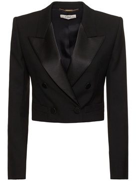 Tailored wool cropped blazer