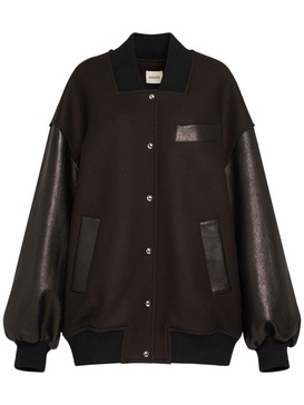 Spencer wool blend bomber w/leather