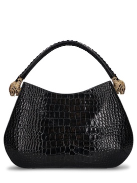 Road croc embossed leather shoulder bag