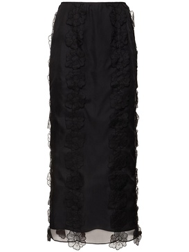 Olympia magnolia embroidery midi skirt