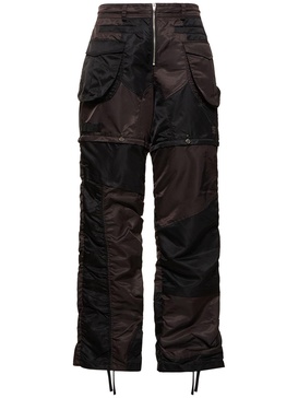 Detachable patchwork nylon cargo pants