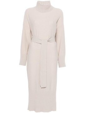 Antonelli Giunone Midi Dress In Wool And Cashmere in Beige