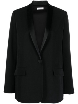 Antonelli Pandolce Single-Breasted Wool Blend Blazer With Glossy Finishes in Black