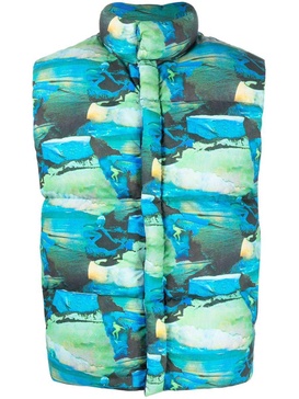 Erl Unisex Printed Quilted Puffer Vest Woven