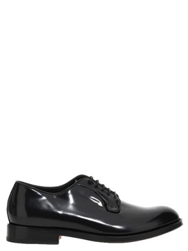 Santoni Shiny Leather Lace Up Shoes in Black